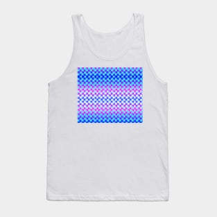 Pink and Blue Holographic Checkered Pattern Tank Top